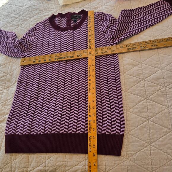J.Crew Collection Cashmere Sweater Women's S Burgundy Herringbone Preppy Classic - Picture 8 of 12